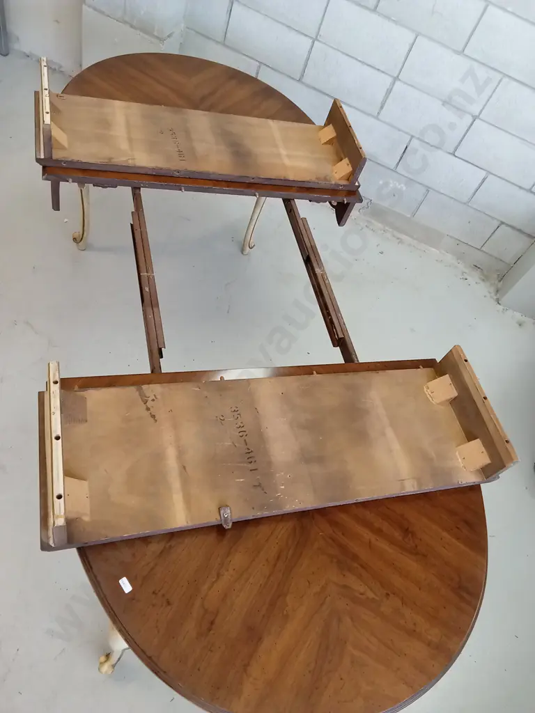 FRENCH PROVINCIAL-STYLE EXTENDABLE DINING TABLE WITH 6 CANE-BACK CUSHIONED CHAIRS, Image 1++