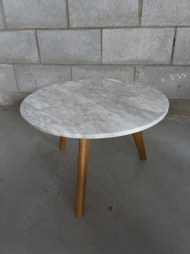 MARBLE TOP SIDE TABLE, DIA 50 CM X H 32 CM Image 1++