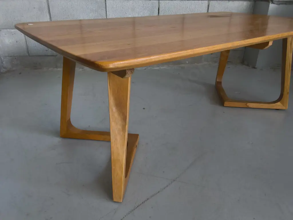 MID CENTURY MODERN WOODEN COFFEE TABLE, H 46 CM X W 1.25 M X D 65 CM Image 1++
