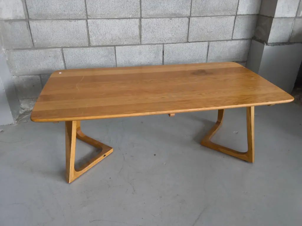 MID CENTURY MODERN WOODEN COFFEE TABLE, H 46 CM X W 1.25 M X D 65 CM Image 1++