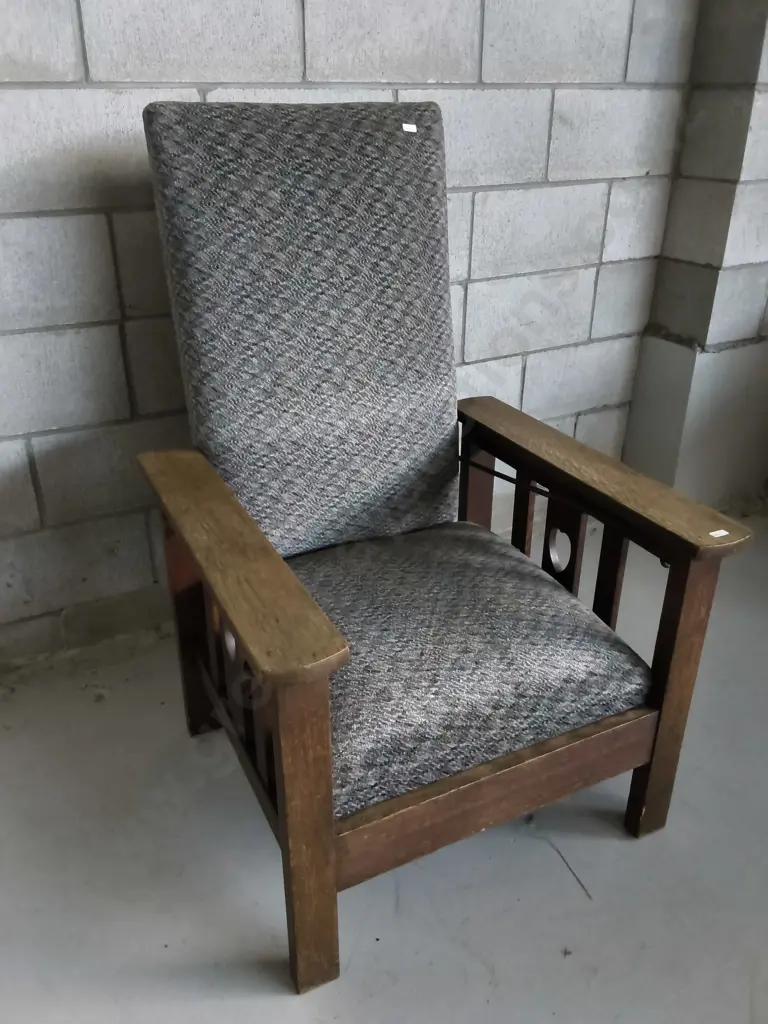 VINTAGE MISSION OAK STYLE MORRIS CHAIR Image 1++