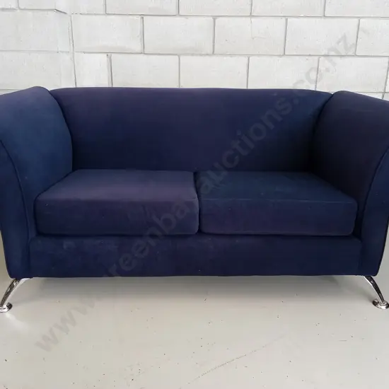BLUE TWO SEATER COUCH, H 75CM X W 165CM X D 90CM