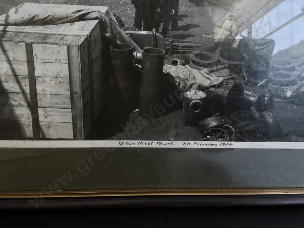 VINTAGE FRAMED PRINT OF QUEEN STREET WHARF, H 48 CM X W 62 CM Image 1++