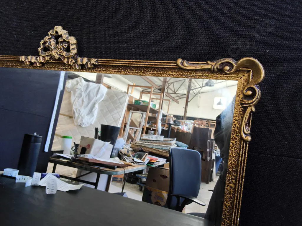 VINTAGE ORNATE GILDED GOLD TONED WALL MIRROR, H 50 CM X W 66 CM Image 1++