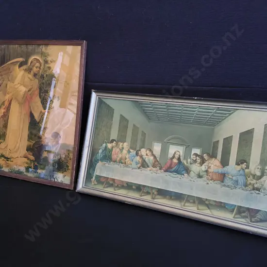 PAIR OF RELIGIOUS FRAMED PRINTS, TALLEST H 43 CM