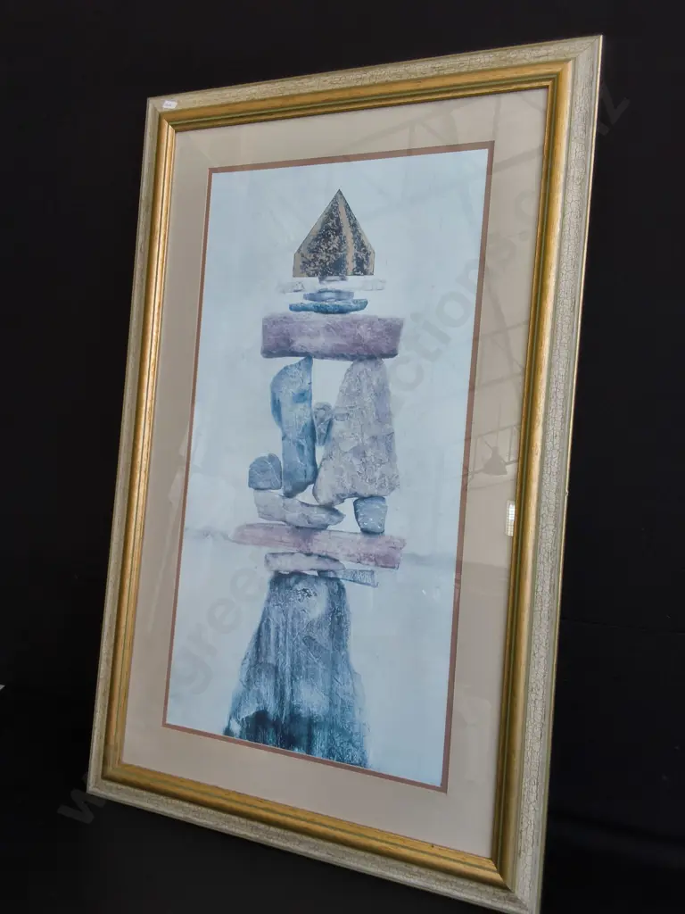 FRAMED STONE SCULPTURE PRINT, H 1.11 M X W 69 CM Image 1++