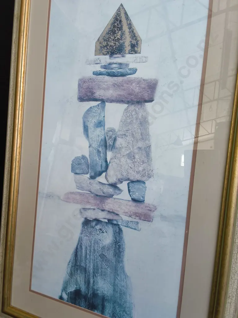 FRAMED STONE SCULPTURE PRINT, H 1.11 M X W 69 CM Image 1++