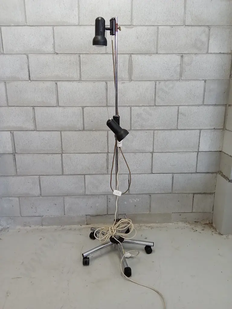 70S/80S VINTAGE SPACE AGE INDUSTRIAL DOUBLE FLOOR LAMP (WORKING), H 168CM Image 1++