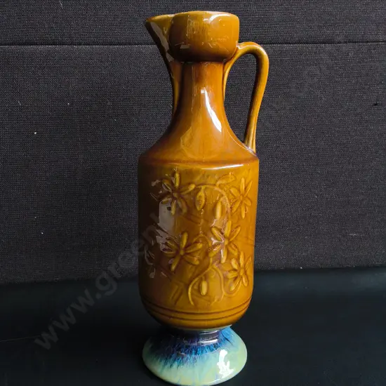 VINTAGE CERAMIC PITCHER WITH EMBOSSED FLORAL PATTERN, H 31 CM