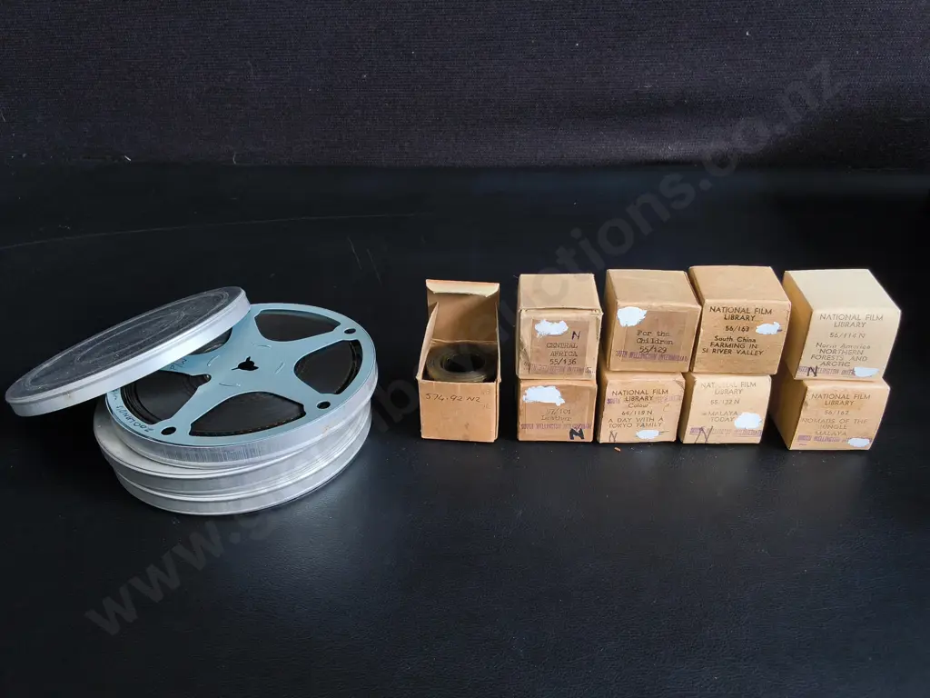 COLLECTION OF ARCHIVAL FILM STRIPS, NATIONAL FILM LIBRARY, AND 8MM FILM REELS Image 1++