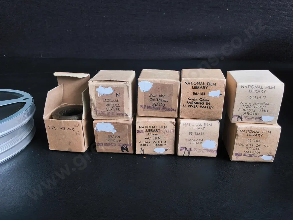 COLLECTION OF ARCHIVAL FILM STRIPS, NATIONAL FILM LIBRARY, AND 8MM FILM REELS Image 1++
