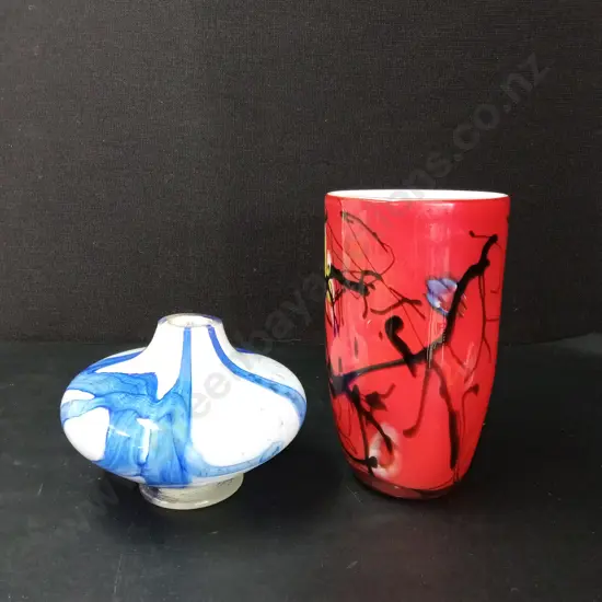 2 GLASS VASES TALLEST H24CM