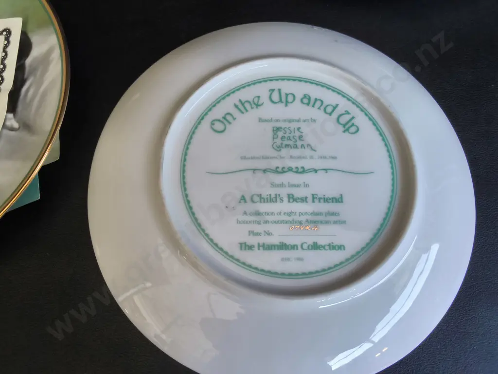 SET OF 6 VINTAGE PORCELAIN COLLECTOR PLATES, THE HAMILTON COLLECTION, BESSIE PEASE GUTMANN "A CHILD'S BEST FRIEND" Image 1++