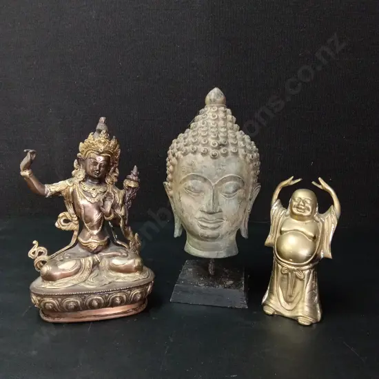 3 BUDDHA SCULPTURES TALLEST H25CM