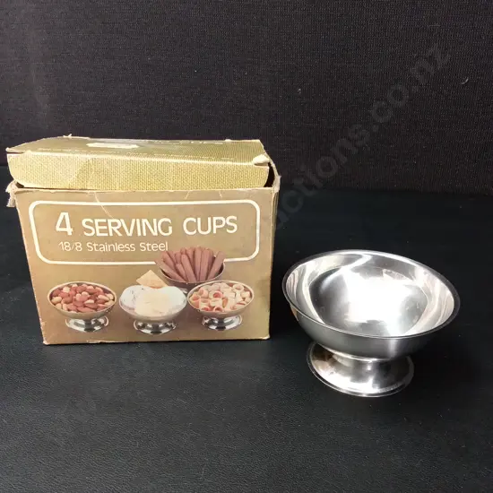 4 VINTAGE 18/8 STAINLESS STEEL SERVING CUPS