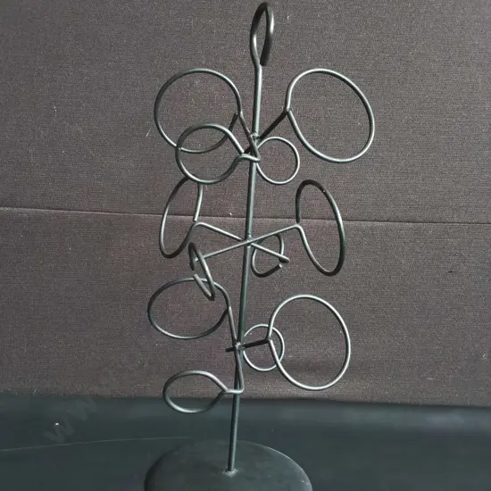 BLACK METAL COUNTERTOP WINE RACK, H 57 CM