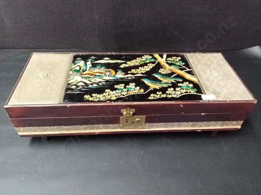 VINTAGE JAPANESE MUSIC JEWELLERY BOX L45CM WORKING Image 1++