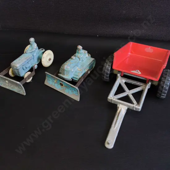 3 VINTAGE NZ MADE ALUMINUM TOY CONSTRUCTION VEHICLES, FUN HO!