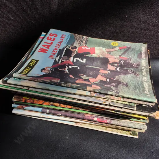 STACK OF VINTAGE RUGBY PUBLICATIONS