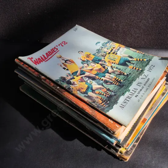 STACK OF VINTAGE RUGBY PUBLICATIONS