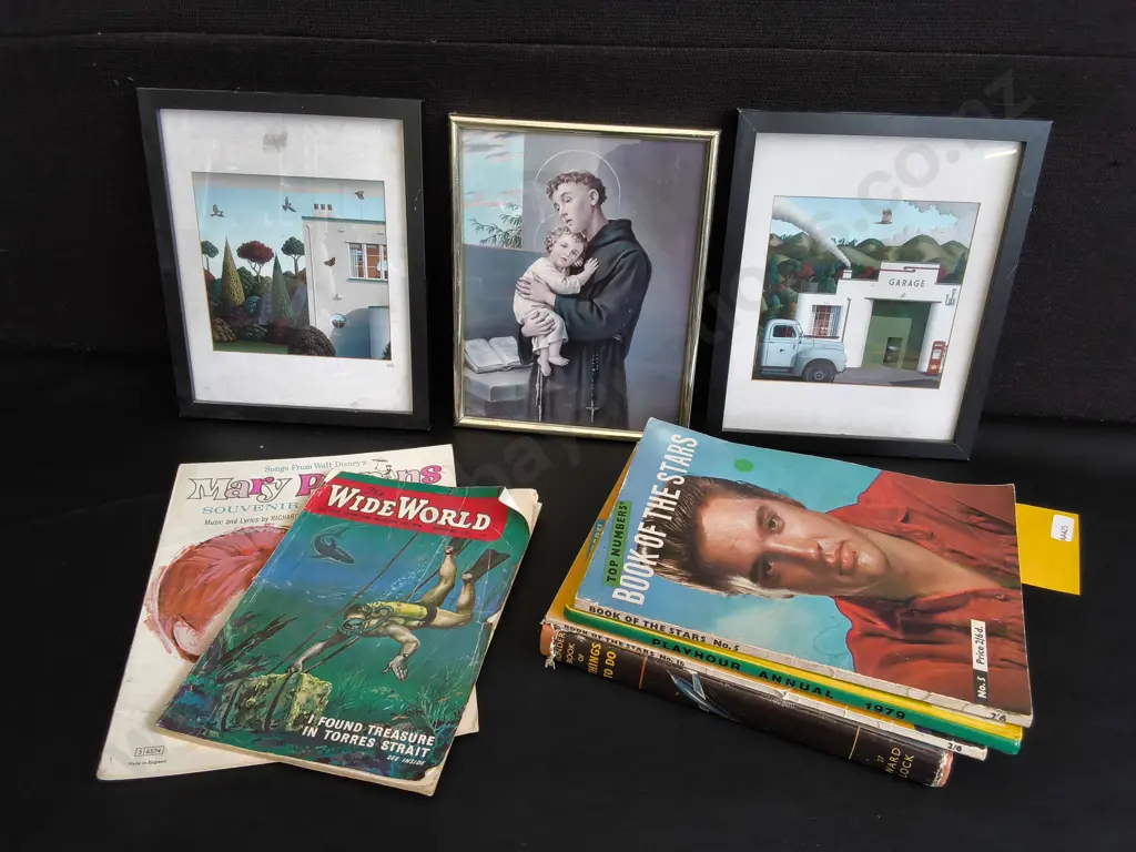 MIX OF VINTAGE BOOKS AND FRAMED PRINTS Image 1++