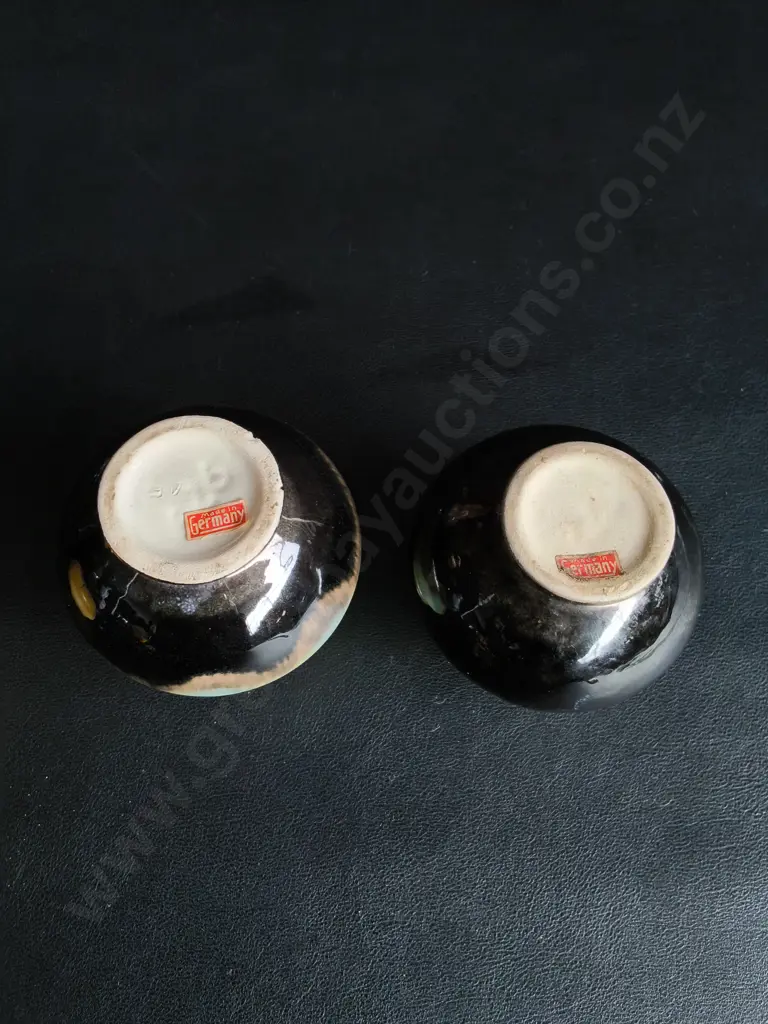PAIR OF VINTAGE VASES MADE IN GERMANY, AND PAIR OF VINTAGE TRINKET BOXES, TALLEST H 7 CM Image 1++