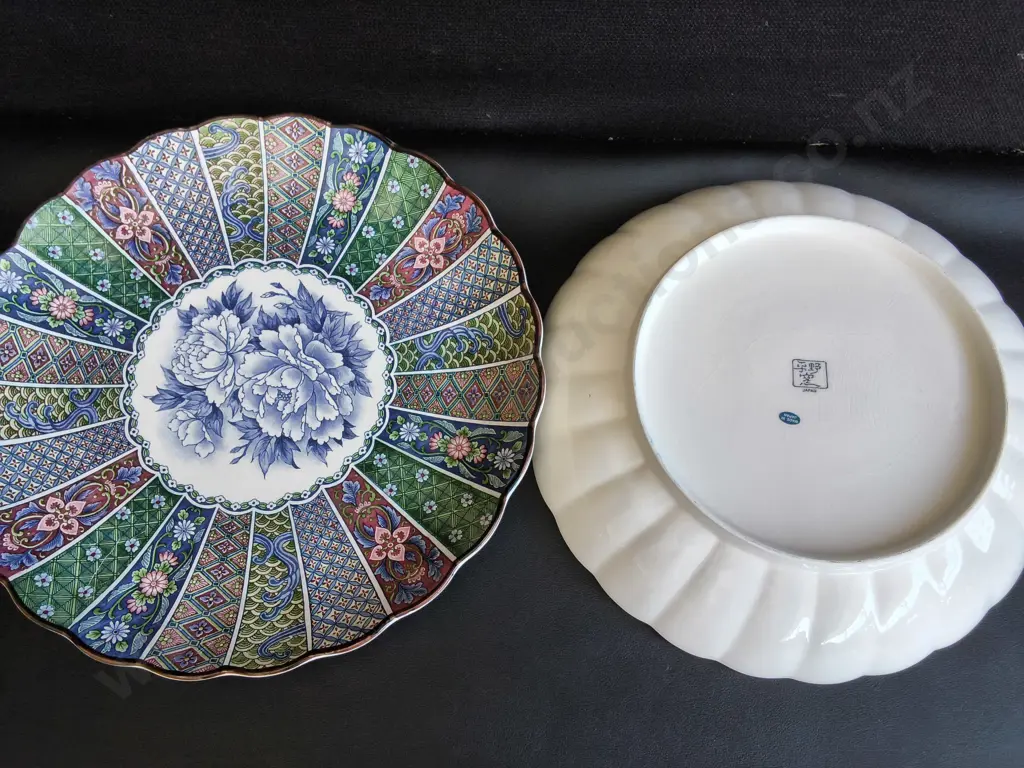 VINTAGE HIRANO KILN ARITA WARE PORCELAIN CHARGER AND SERVING PLATTER, AND CREAM PITCHER/ LIDDED SUGAR BOWL SET Image 1++