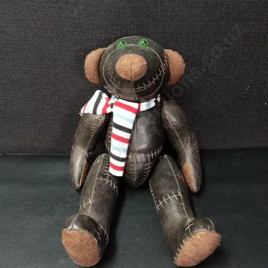EDMOND DECORATIVE FAUX LEATHER TEDDY BEAR BY AUGUSTA DU BAY STANDING H34CM
