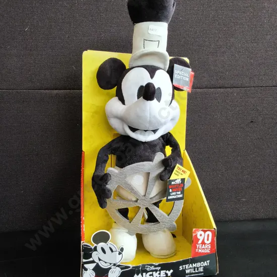 DISNEY MICKEY MOUSE 90TH ANNIVERSARY SPECIAL EDITION STEAMBOAT WILLIE ANIMATED PLUSH