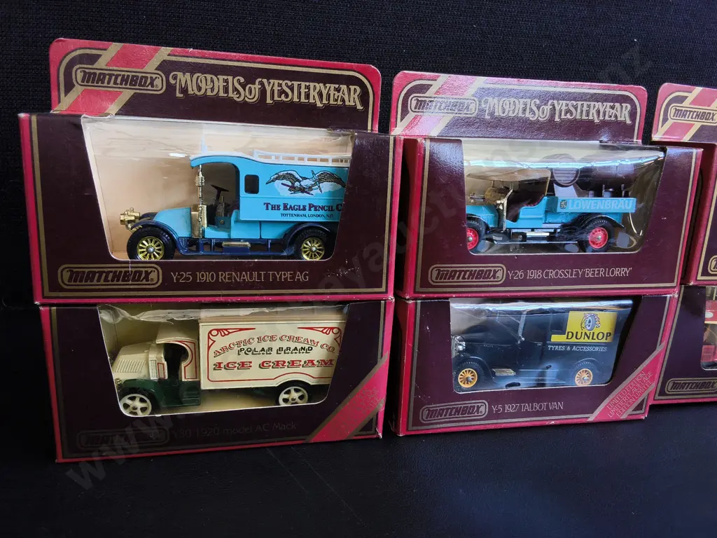 6 VINTAGE MATCHBOX MODELS OFNYESTERYEAR, DIE CAST CAR AND TRUCK MODELS, PACKAGED Image 1++