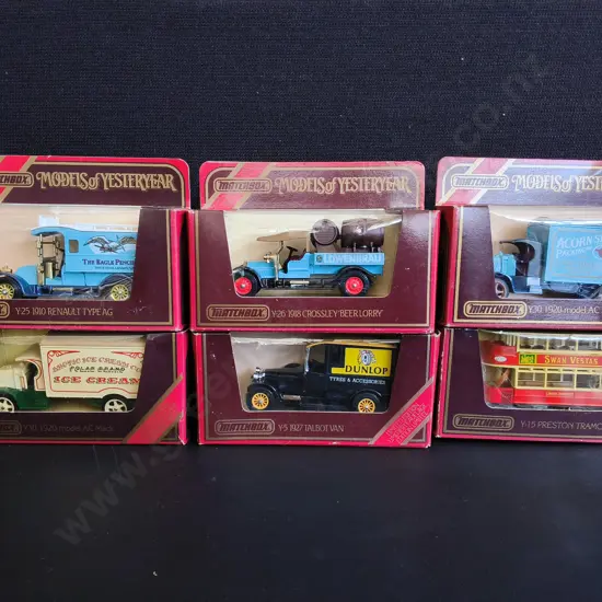 6 VINTAGE MATCHBOX MODELS OFNYESTERYEAR, DIE CAST CAR AND TRUCK MODELS, PACKAGED