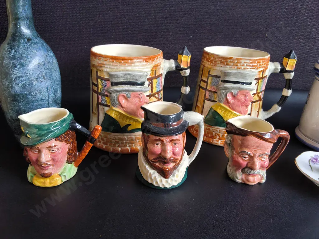 COLLECTION OF VINTAGE ENGLISH CERAMICS, INCLUDING 5 LANCASTER AND SANDLAND CHARACTER JUGS, TALLEST H 20 CM Image 1++