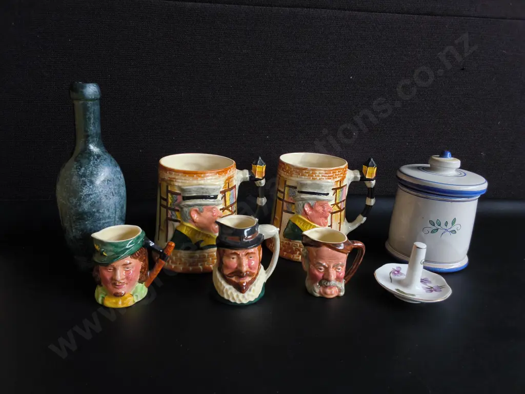 COLLECTION OF VINTAGE ENGLISH CERAMICS, INCLUDING 5 LANCASTER AND SANDLAND CHARACTER JUGS, TALLEST H 20 CM Image 1++