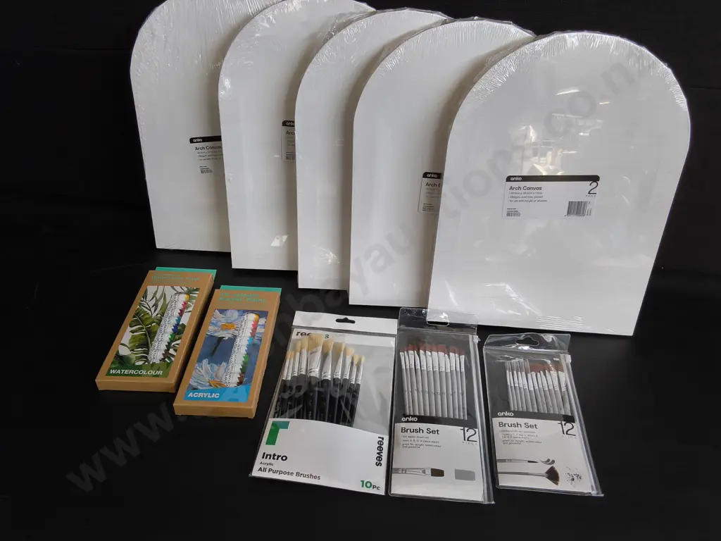 10 BRAND NEW PAINTING ITEMS, INCLUDING CANVASES, PAINTS AND BRUSHES Image 1++