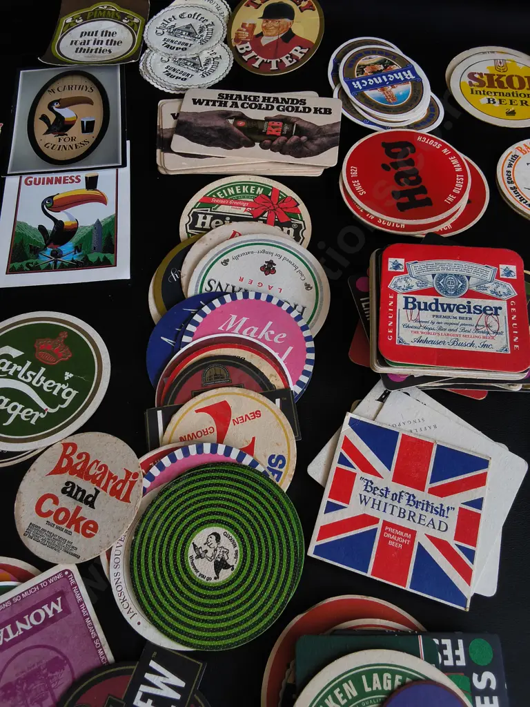 COLLECTION OF BEER COASTERS, MIX OF VINTAGE AND MODERN Image 1++