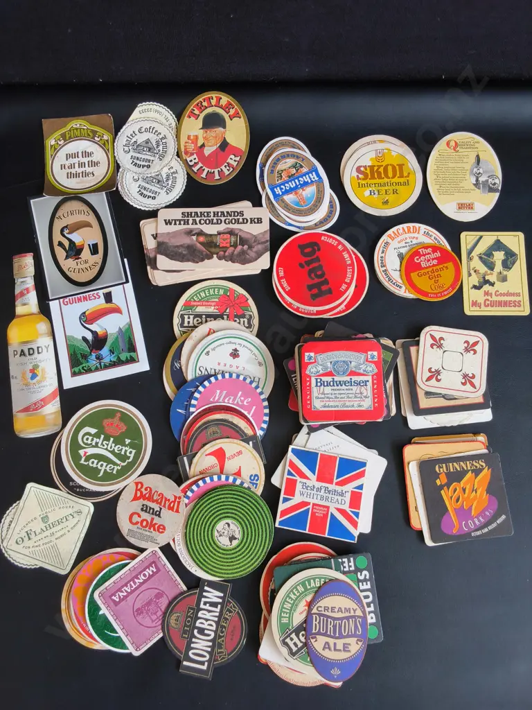 COLLECTION OF BEER COASTERS, MIX OF VINTAGE AND MODERN Image 1++