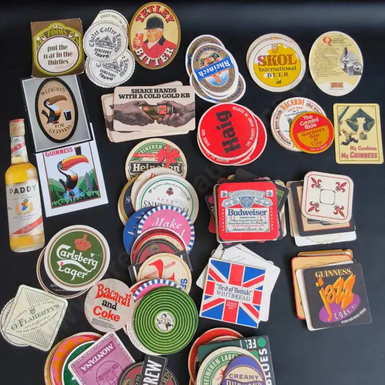 COLLECTION OF BEER COASTERS, MIX OF VINTAGE AND MODERN