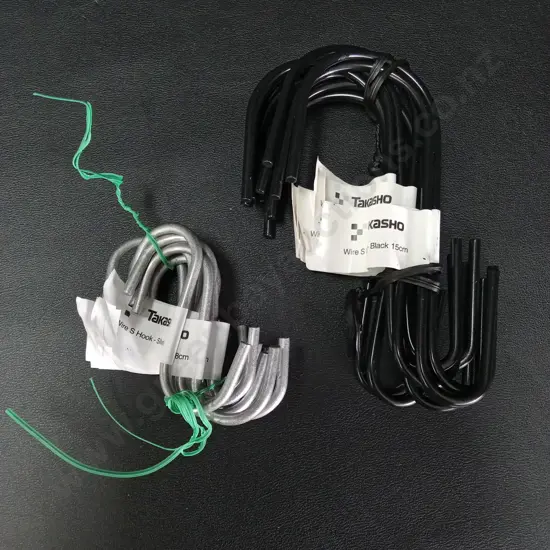 2 LOTS OF 10 BRAND NEW TAKASHO WIRE S HOOKS 15CM AND 8CM