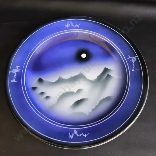 VINTAGE BARRIE PAINE NEW ZEALAND STUDIO POTTERY CHARGER PLATE, "MISTS OVER WESTLAND" SERIES 1999, DIA 36 CM