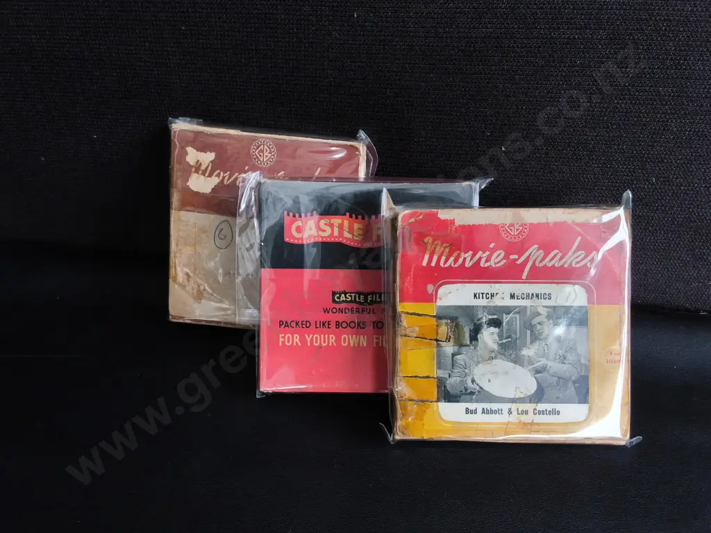 COLLECTION OF VINTAGE CASTLE FILMS HOME MOVIES, 8MM/ 16 MM SILENT FILM REELS WITH ORIGINAL BOXES, 6 TOTAL Image 1++