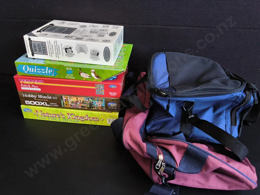 MIX OF PUZZLES AND 2 BAGS Image 1++