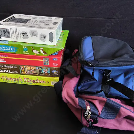 MIX OF PUZZLES AND 2 BAGS