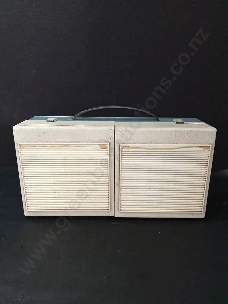 VINTAGE PORTABLE PHILLIPS SUITCASE STYLE RECORD PLAYER L49CM Image 1++