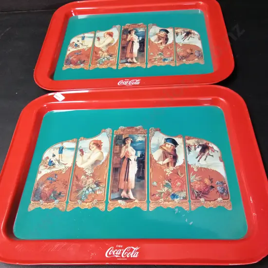 2 VINTAGE COCA-COLA RECTANGULAR SERVING TRAYS L42.5CM H31CM