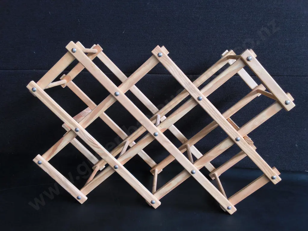 COLLAPSIBLE WOODEN ACCORDION STYLE WINE RACK Image 1++