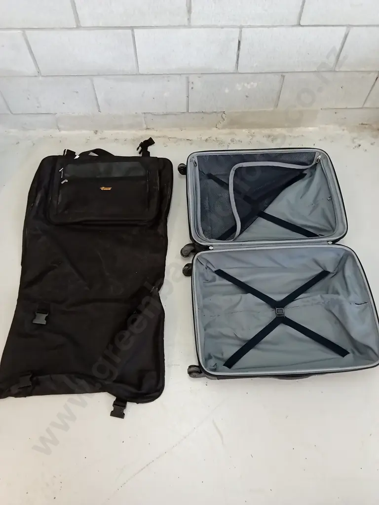 SUITCASE AND LARGE FOLD OUT BAG, APPROXIMATELY 100CM LONG WHEN OPENED Image 1++