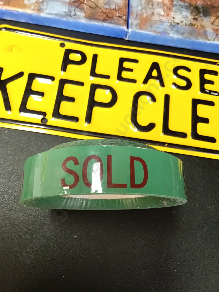 PLEASE KEEP CLEAR SIGN L35CM,  SOLD TAPE AND 4 CANVASES Image 1++