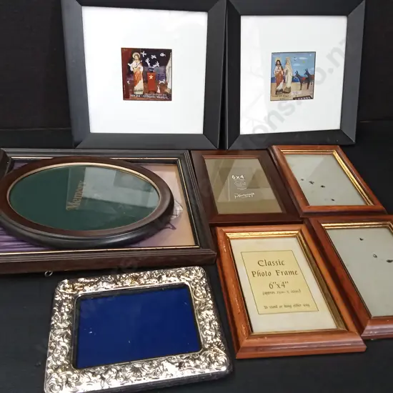 9 VINTAGE PHOTO FRAMES LARGEST 28 X 23CM