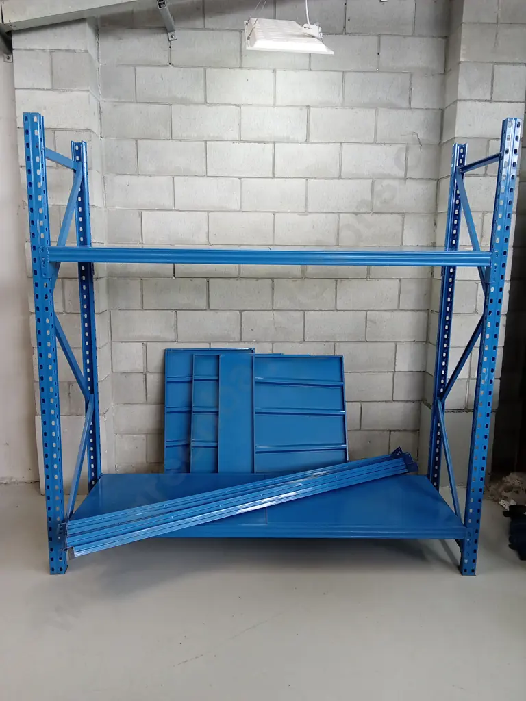 LARGE GARAGE METAL SHELVING/RACKING FRAME WITH 4 LEVELS, H 200CM X W 200CM X D 61CM Image 1++