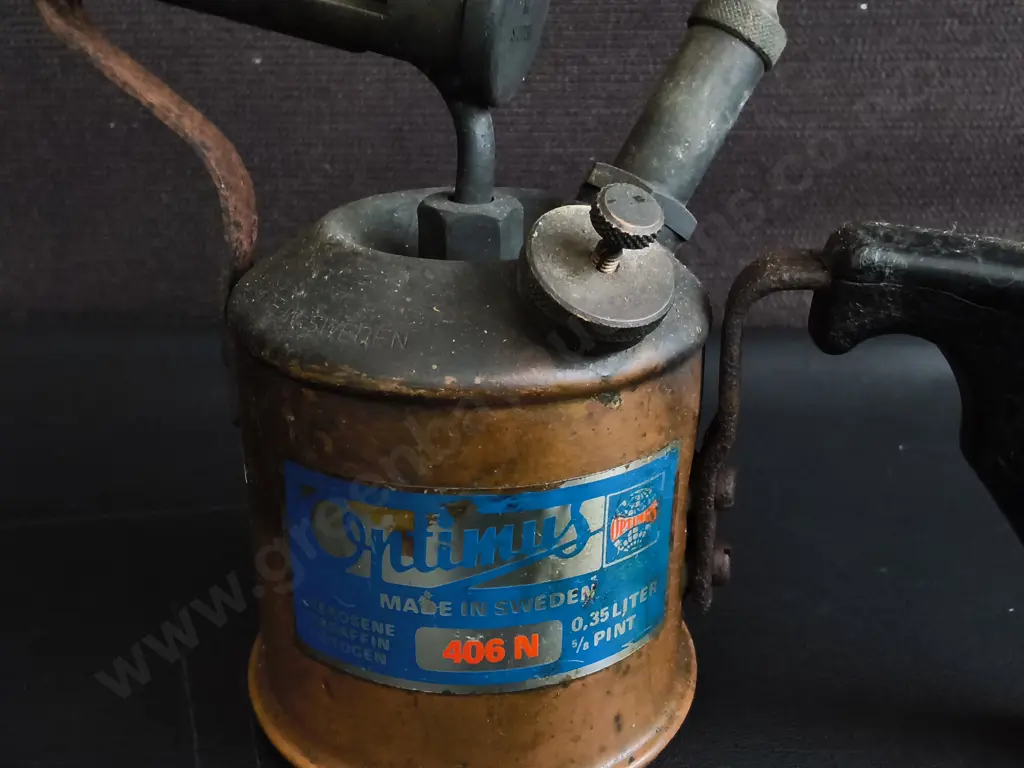 VINTAGE OPTIMUS NO. 406N BRASS KEROSENE/PARAFFIN BLOWTORCH MADE IN SWEDEN Image 1++
